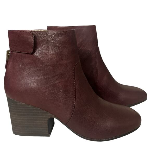 Eileen Fisher Harris Burgandy Leather Ankle Boots 7.5 - Picture 1 of 8